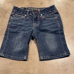 Vigoss Dark Blue Denim Shorts with Pink Accents
